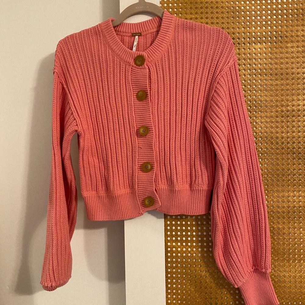 Free people pink cropped cardigan